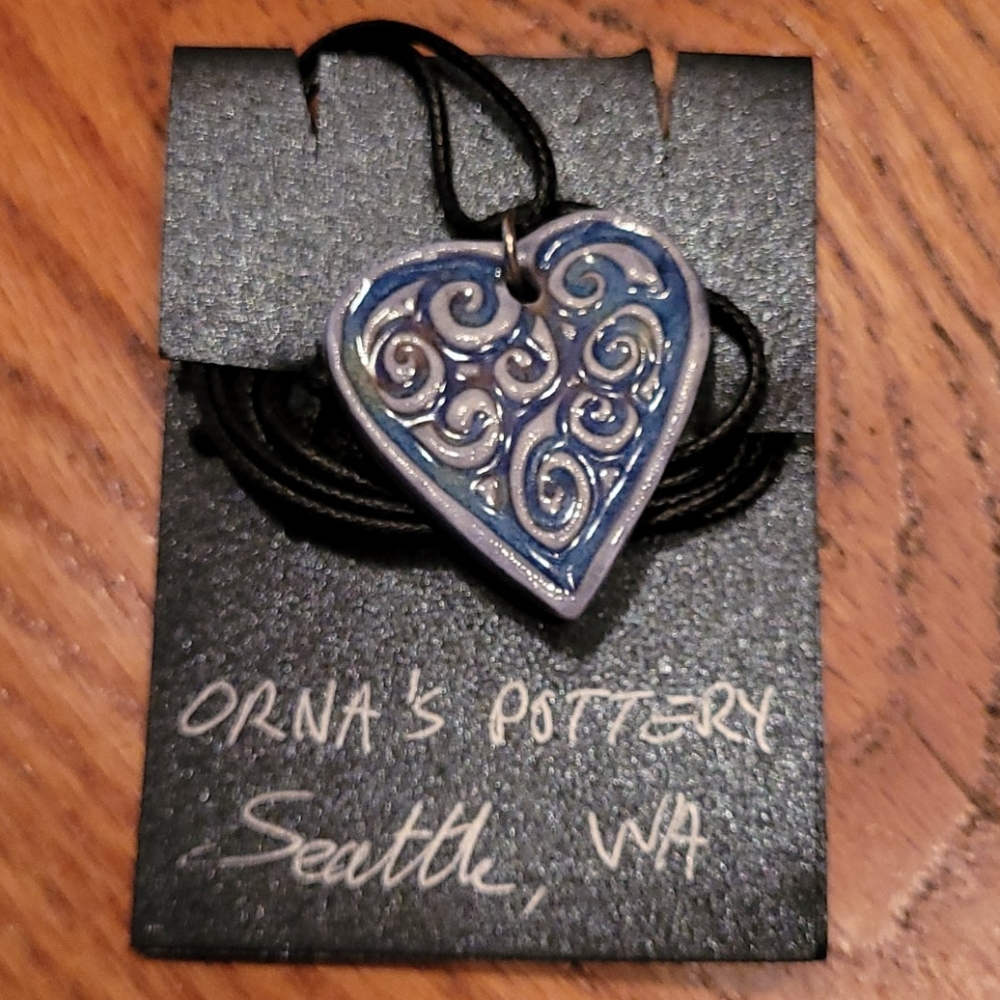 Heart necklace clay